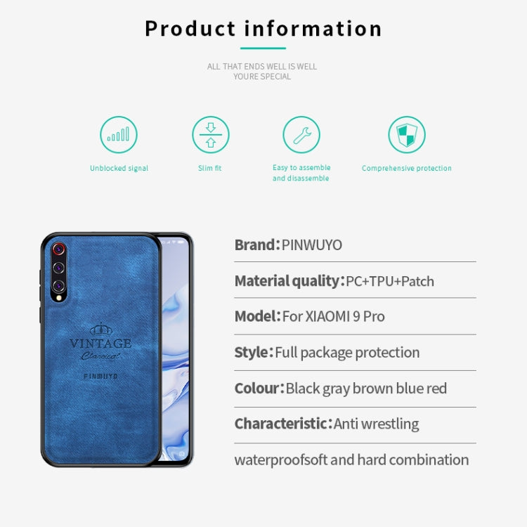 For Xiaomi Mi 9 Pro PINWUYO Zun Series PC + TPU + Skin Waterproof And Anti-fall All-inclusive Protective Shell(Blue) - Xiaomi Cases by PINWUYO | Online Shopping UK | buy2fix