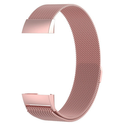 Stainless Steel Magnet Watch Band for FITBIT Charge 4 / 3, Large Size: 210x18mm(Pink) - Watch Bands by buy2fix | Online Shopping UK | buy2fix