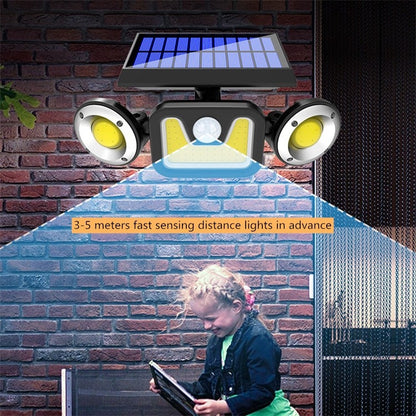 16W Solar Three-head Wall Lamp Outdoor Waterproof Human Body Induction Courtyard Wall Lamp - Solar Lights by buy2fix | Online Shopping UK | buy2fix