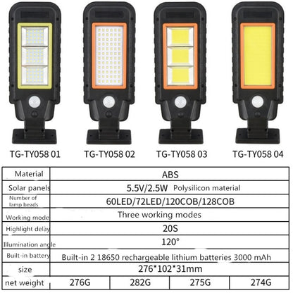 128 COB Solar Lamp Body Induction Wall Lamp LED Outdoor Waterproof Lighting Street Lamp(Green Edge) - Solar Lights by buy2fix | Online Shopping UK | buy2fix