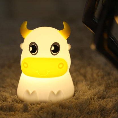 Colorful Dull Cow Silicone Night Light Led Creative Dream Bedroom Bedside Patted With Sleeping Lights, Style:USB Charging - Night Lights by buy2fix | Online Shopping UK | buy2fix