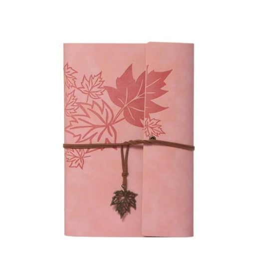 A5 PU Maple Retro Straps Handbook Loose-leaf Notebook(Pink) - Notebooks by buy2fix | Online Shopping UK | buy2fix