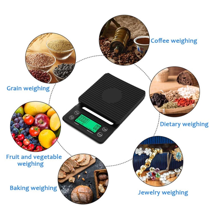 Hand Punch Coffee Scales Timing Electronic Timer Scale Kitchen Scales, Model:5kg/0.1g(Black) - Kitchen Scales by buy2fix | Online Shopping UK | buy2fix