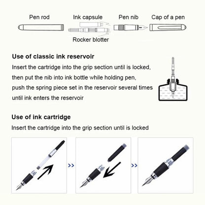 X750 Stationery Stainless Steel Fountain Pen Medium Nib Ink Pens School Oiifice Gift, Nib Size:1.1mm(Black Pattern) - Fountain Pens by buy2fix | Online Shopping UK | buy2fix