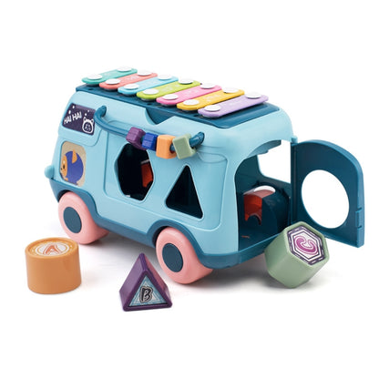 Children Multifunctional Bus Toy with Light Music Early Education Puzzle Toy(Blue) - Music Toys by buy2fix | Online Shopping UK | buy2fix