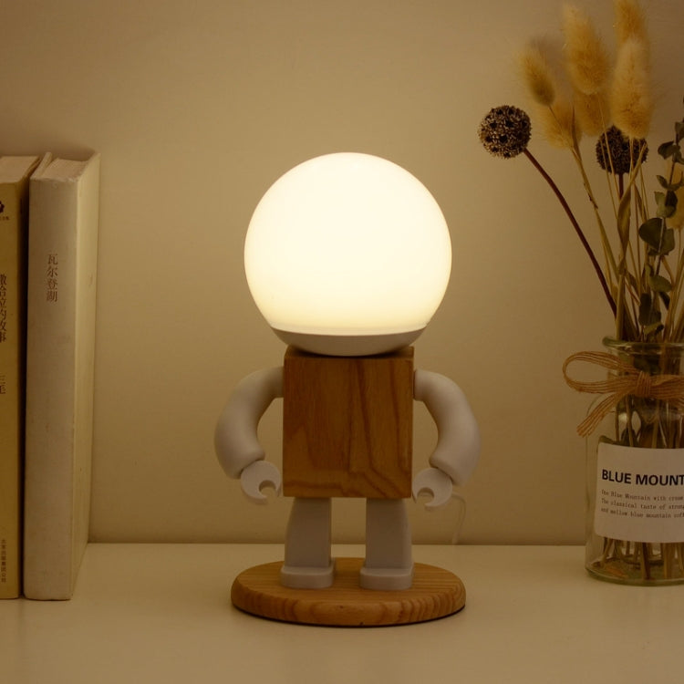 Solid Wood Robot Bedroom Bedside Simple Study Lamp Table Lamp, Style:USB Models - Bedside Light by buy2fix | Online Shopping UK | buy2fix