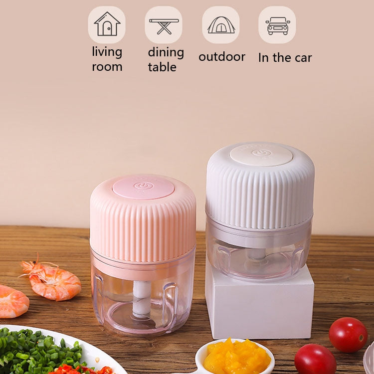 Household Vegetable Cutting Electric USB Garlic Masher Baby Mini Cooking Machine Baby Food Supplement Machine, Style:100ml + 250ml(Pink) - Stirrer & Squeezer by buy2fix | Online Shopping UK | buy2fix