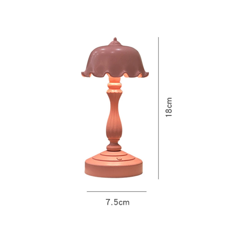 Retro Charging Table Lamp Bedroom Bed LED Eye Protection Light(LD05 Lotus Rose Red) - Bedside Light by buy2fix | Online Shopping UK | buy2fix