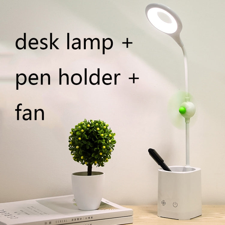 WS-8010 LED Fan Desk Lamp Bedside Desk USB Folding Desk Lamp, Colour: Pen Holder Green  Fan Blade - Desk Lamps by buy2fix | Online Shopping UK | buy2fix