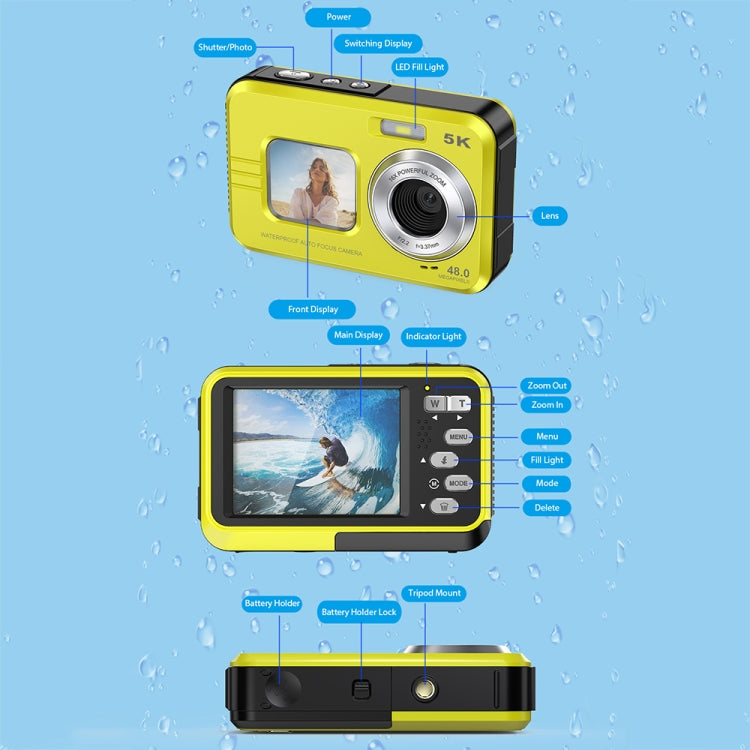 WDC901 3.5m Waterproof 48MP HD Dual Screen Outdoor Sports Digital Camera UK Plug(Blue) - Children Cameras by buy2fix | Online Shopping UK | buy2fix