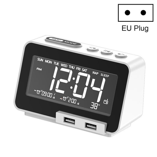 K5 Wireless Bluetooth Speaker Desktop Alarm Clock Radio, Specification: EU Plug(White) - Desktop Speaker by buy2fix | Online Shopping UK | buy2fix