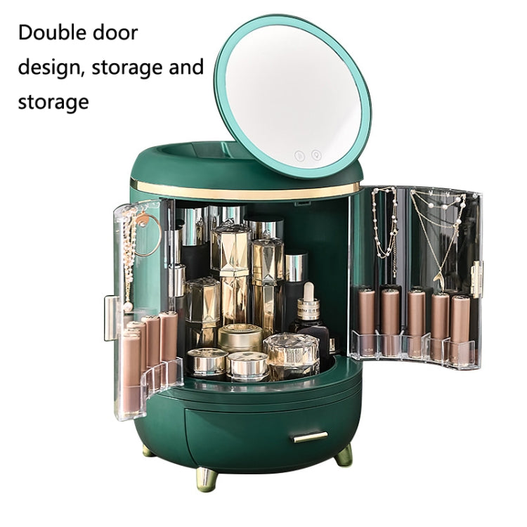 Cosmetic Storage Box With Mirror Large Capacity Dustproof Lipstick Skin Care Product Rack, Colour: Double Light Aoyama - Storage Boxes by buy2fix | Online Shopping UK | buy2fix