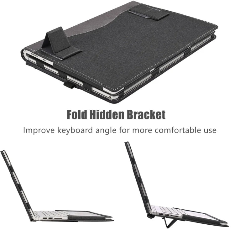 For Samsung Galaxy Book 2 360 13.3 Inch Leather Laptop Anti-Fall Protective Case With Stand(Black) - 13.3 inch by buy2fix | Online Shopping UK | buy2fix