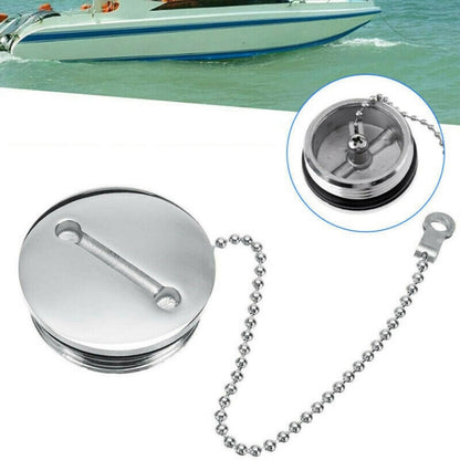 Stainless Steel Boat Deck Fill Filler Replacement Cap + Chain Boat Replacement Accessories - Marine Accessories & Parts by buy2fix | Online Shopping UK | buy2fix