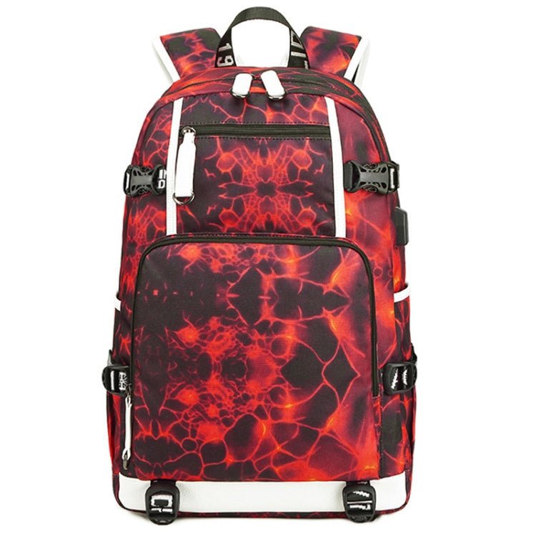 6101-5 Printed Backpack Large Capacity Computer Backpack Waterproof Student School Bag(Geometric Red) - Double-shoulder Bags by buy2fix | Online Shopping UK | buy2fix