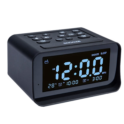 LED Digital Bedroom Alarm Clock With USB Charging Port Clock Radio Temperature Electronic Platform Clock, Specification: US Plug(Black) - Alarm Clocks by buy2fix | Online Shopping UK | buy2fix