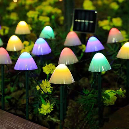 5m 20 LEDs Solar Mushroom Lawn Light Outdoor Waterproof Garden Villa Landscape Decorative String Lights(Colorful Light) - Holiday Lights by buy2fix | Online Shopping UK | buy2fix