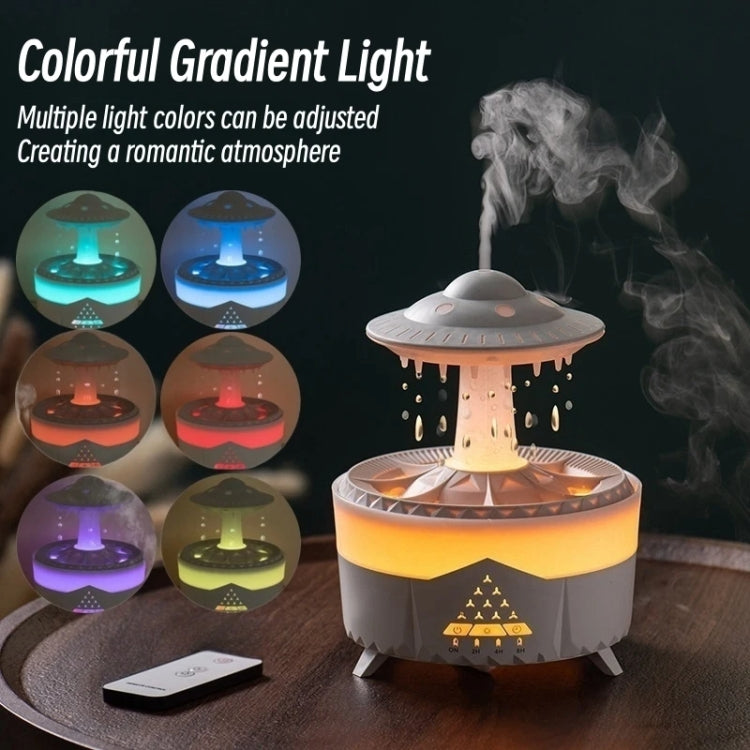 UFO Water Drop Aromatherapy Humidifier Desktop Remote Control Diffuser, Plug: AU Plug(Wood Grain) - Air Purifiers & Accessories by buy2fix | Online Shopping UK | buy2fix