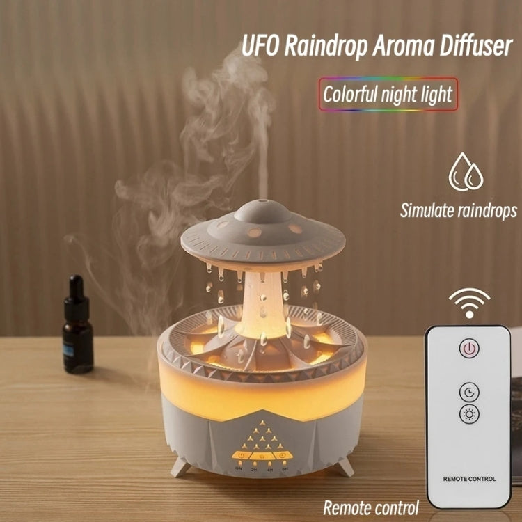 UFO Water Drop Aromatherapy Humidifier Desktop Remote Control Diffuser, Plug: AU Plug(Wood Grain) - Air Purifiers & Accessories by buy2fix | Online Shopping UK | buy2fix