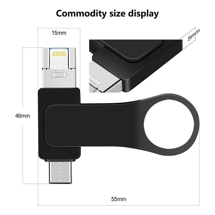 32GB USB 3.0 + 8 Pin + USB-C / Type-C 3 in 1 Mobile Computer Metal U-Disk(Silver) - U Disk & Card Reader by buy2fix | Online Shopping UK | buy2fix