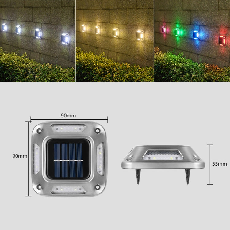 8 LED Solar Wall Lamp Outdoor Stainless Steel Buried Light(Warm Light) - Buried Lights by buy2fix | Online Shopping UK | buy2fix