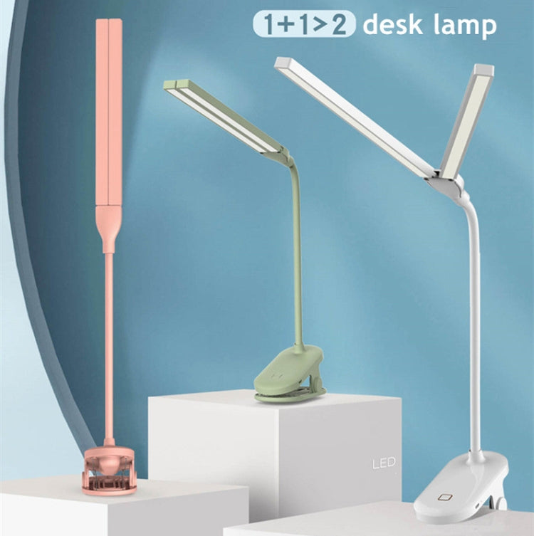 TD5 Double Lamp Head USB Desktop Clip Table Lamp,Style: Plug-in Version (White) - Desk Lamps by buy2fix | Online Shopping UK | buy2fix