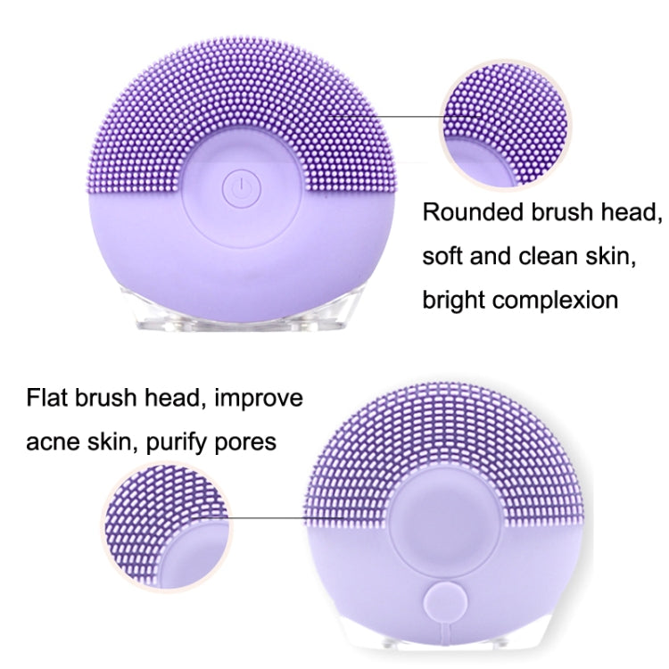 Silicone Sound Wave Vibration Massage Pore Cleaning Beauty Brush, Colour: Light Purple - Cleanser by buy2fix | Online Shopping UK | buy2fix