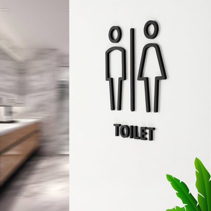 19 x 14cm Personalized Restroom Sign WC Sign Toilet Sign,Style: Tie-Golden Public - Ornaments by buy2fix | Online Shopping UK | buy2fix