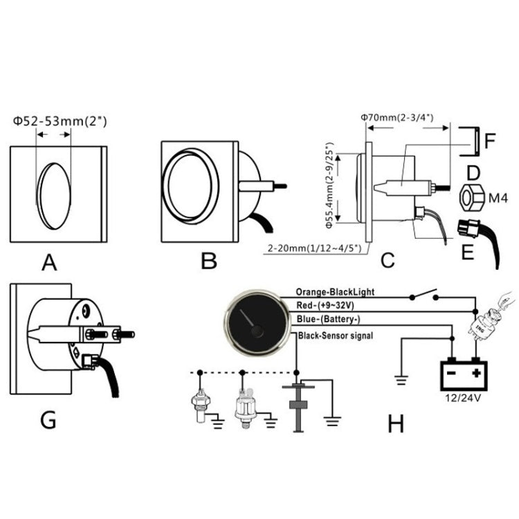 PMM2 DN52mm 12/24V 0-190Ohm Marine Balance Table Lift Table(BG) - Marine Accessories & Parts by buy2fix | Online Shopping UK | buy2fix