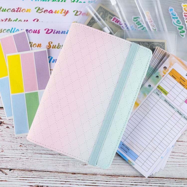 A6 Gradient Macaroon Loose-leaf Handbook Cash Budget Book(Green Blue White) - Notebooks by buy2fix | Online Shopping UK | buy2fix