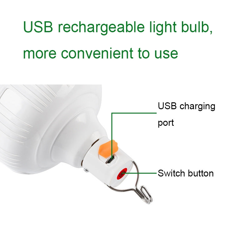 AB26 USB Charging LED Bulb Night Market Stall Lights Outdoor Camping Hanging Lamp, Power: 30W (White) - Camping Lighting by buy2fix | Online Shopping UK | buy2fix