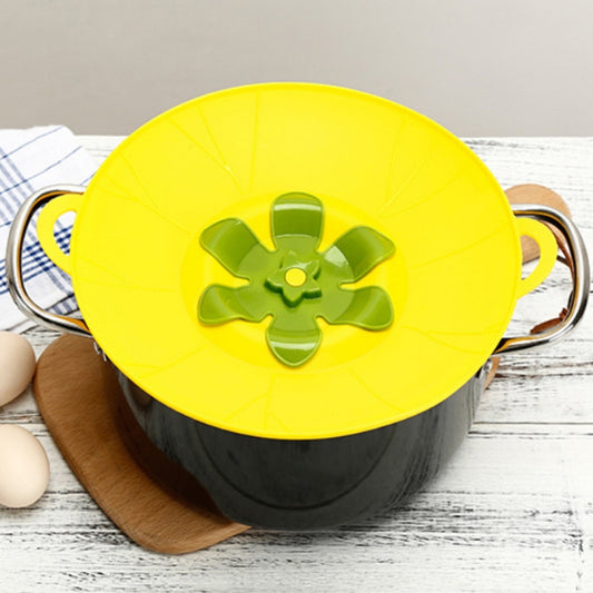 Silicone Flower Spill-proof Pot Lid Rotatable Pot Lid Kitchen Gadget, Size: 23cm Small Yellow - Insulation by buy2fix | Online Shopping UK | buy2fix