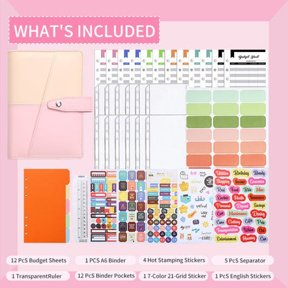 A6 YMX-012 PU Leather Budget Binder Notebook Macaron Color Matching Handbook(White+Black) - Notebooks by buy2fix | Online Shopping UK | buy2fix