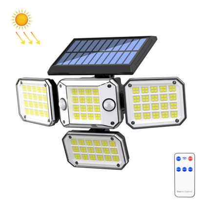 TG-TY10804 Solar 4 Head Double Sensor Light LED Rotating Wall Light With Remote Control(296 LED) - Solar Lights by buy2fix | Online Shopping UK | buy2fix