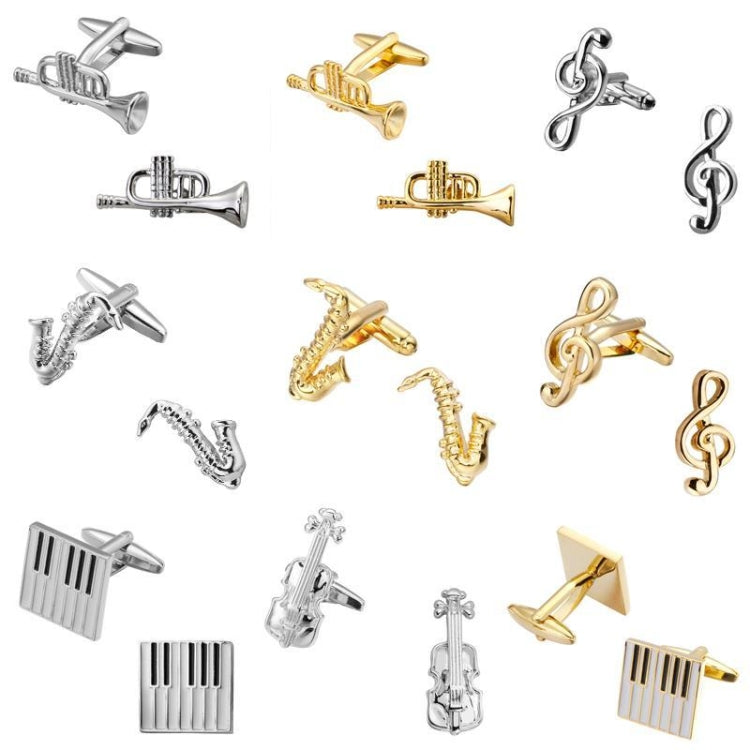 Brass Music Series Instrument Note Cufflinks, Color: Silver Piano Keyboard - Cufflinks by buy2fix | Online Shopping UK | buy2fix