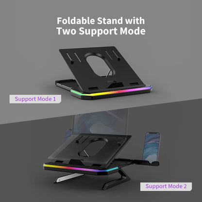 Laptop Stand with RGB Lighting 9-Level Adjustable Notebook Stand(Black) - Laptop Stand by buy2fix | Online Shopping UK | buy2fix