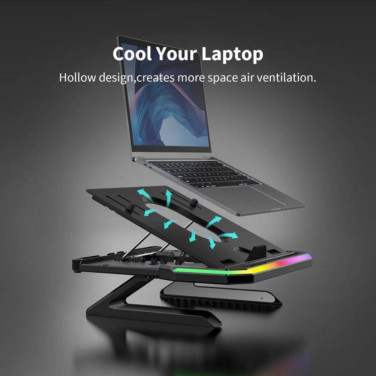 Laptop Stand with RGB Lighting 9-Level Adjustable Notebook Stand(Black) - Laptop Stand by buy2fix | Online Shopping UK | buy2fix