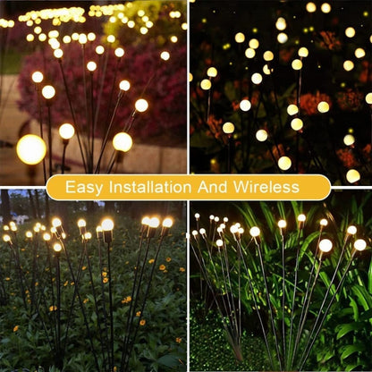 2sets Solar Firefly Lights Christmas Outdoor Garden Waterproof Lawn Lights, Color: 10 Head Warm Light - Solar Lights by buy2fix | Online Shopping UK | buy2fix