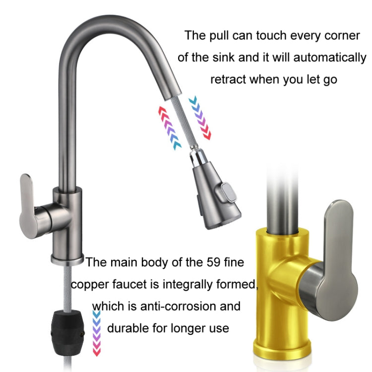 Kitchen Pull-out Universal Telescopic Hot & Cold Water Faucet, Specification: Stainless Steel Black - Faucets & Accessories by buy2fix | Online Shopping UK | buy2fix