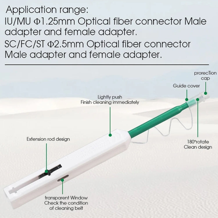 2pcs /Set Fiber Optic Cleaning Pen Endface Cleaner Fiber Optic Cleaning Tool for 1.25mm LC/Mu and 2.5mm SC/ST/FC(SC+LC) - Lan Cable and Tools by buy2fix | Online Shopping UK | buy2fix