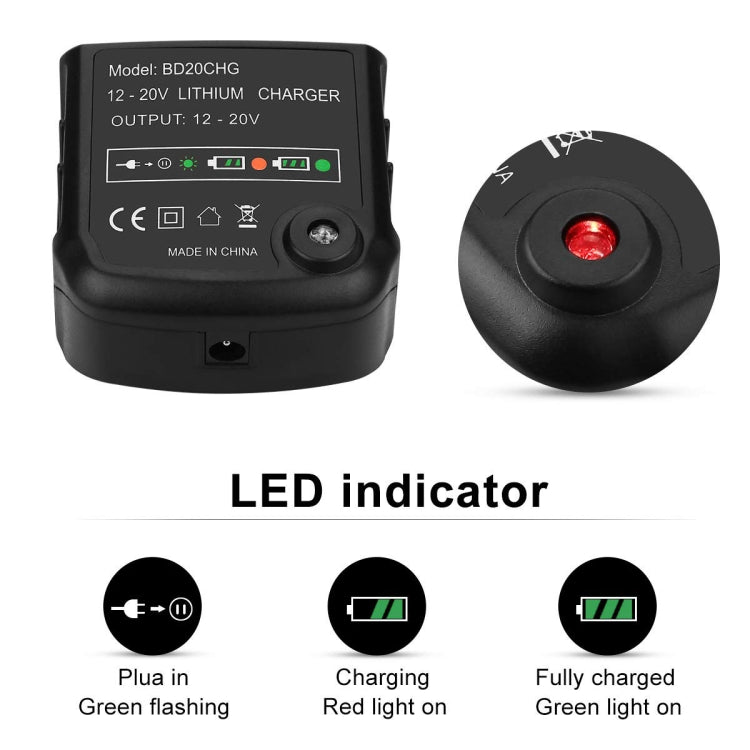 BD20CHG For Battery 20V Lithium Battery Charger Electric Tool Accessories, Plug: US - Electric Saws & Accessories by buy2fix | Online Shopping UK | buy2fix