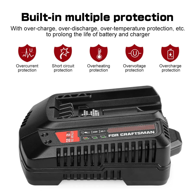 For Craftsman CMCB202 / CMCB204 / CMCB209 Electric Tool 20V Lithium Battery Charger, Plug: US - Electric Saws & Accessories by buy2fix | Online Shopping UK | buy2fix