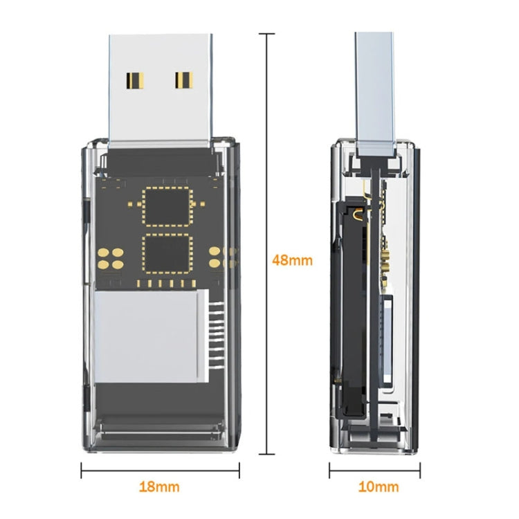 OTG Converter USB To SD/TF 2 In 1 Multi-Function Transparent Card Reader -  by buy2fix | Online Shopping UK | buy2fix