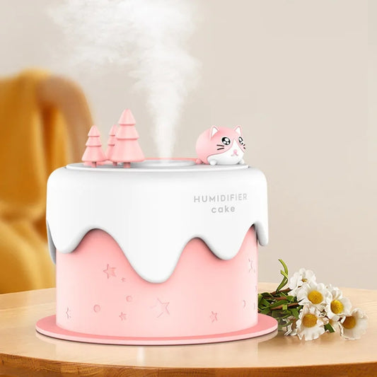 M328 Mini USB Plug-in Desktop Night Light Cartoon Cake Silent Spray Humidifier(Pink) - Air Purifiers & Accessories by buy2fix | Online Shopping UK | buy2fix