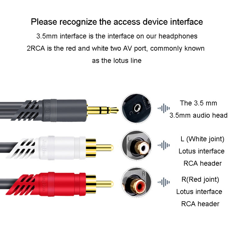 JINGHUA 3.5mm To 2RCA Audio Cable Game Console Outdoor Audio Connection Cable, Size: 30m(Grey) - RCA Cable by JINGHUA | Online Shopping UK | buy2fix