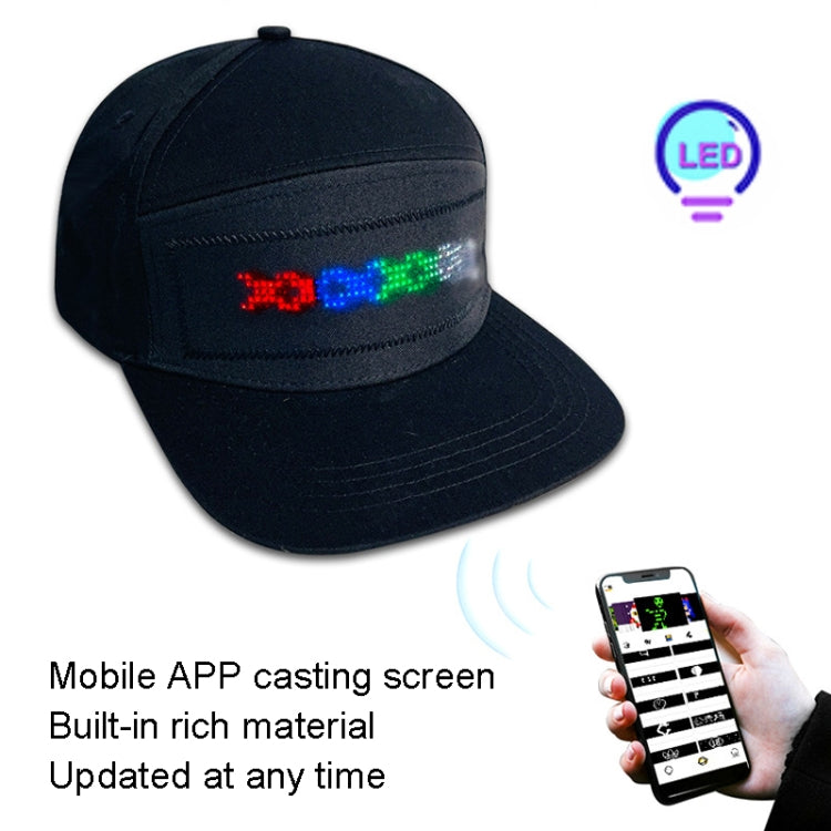 LED Luminous Advertising Hat DIY Words Pixel Lighting Rechargeable Bluetooth APP Control Scrolling Message Flexible Cap(Mixed Color Letter Black) - Peaked Cap by buy2fix | Online Shopping UK | buy2fix