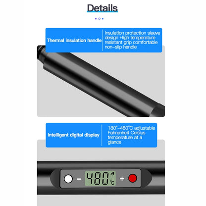 10pcs/ Set 80W Internal Heating Welding Digital Display Soldering Iron Temperature Adjustment Set, Model: Black US Plug - Electric Soldering Iron by buy2fix | Online Shopping UK | buy2fix