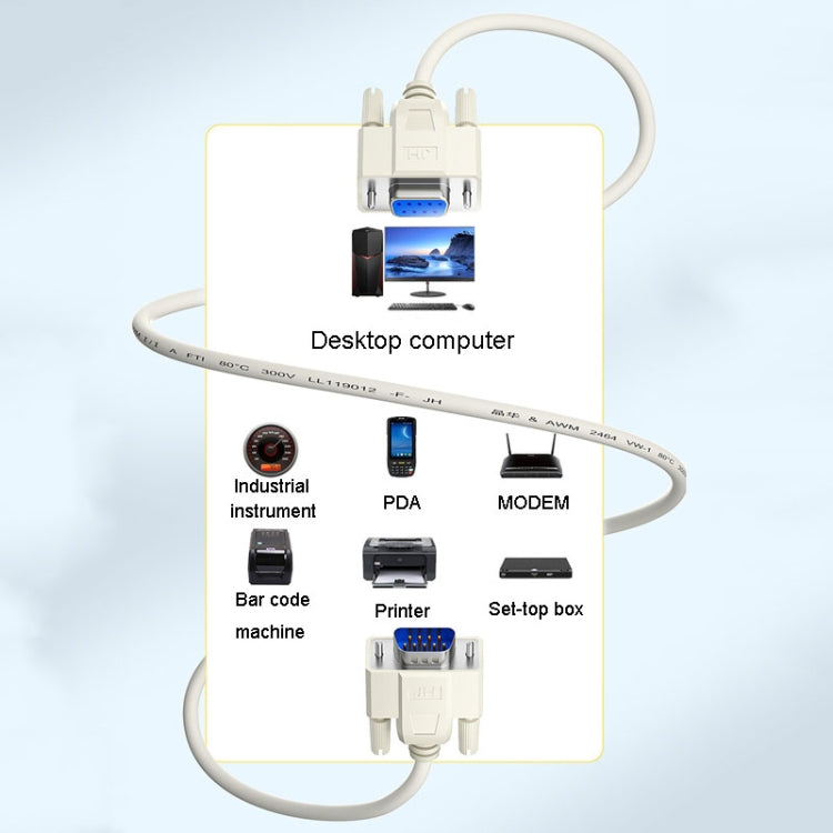 JINGHUA B110 Male To Female DB Cable RS232 Serial COM Cord Printer Device Connection Line, Size: 10m(Beige) - RS485 / RS232 Series by JINGHUA | Online Shopping UK | buy2fix