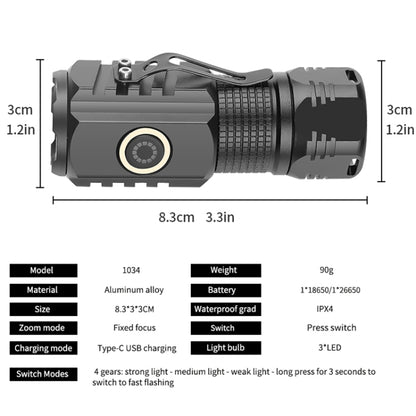 3LED Strong Light TYPE-C Charging Convenient Mini Multi-Function Flashlight(With USB Cable No Battery) - Mini Flashlight by buy2fix | Online Shopping UK | buy2fix