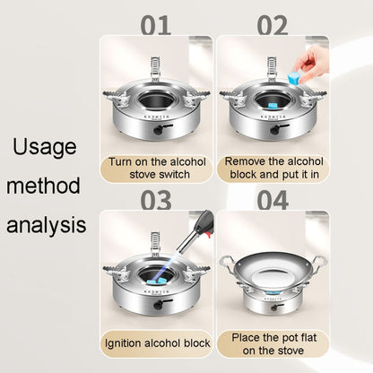 Kacheeg Stainless Steel Alcohol Dry Cooker Single Person Small Stove Boiler, Diameter: 22cm(Pot) - Soup & Stock Pots by Kacheeg | Online Shopping UK | buy2fix